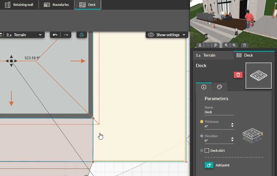 Draw a deck in Exterior step [Terrain Module]